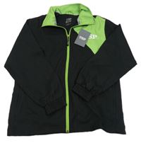 Nové- Černo-zelená šusťáková sportovní bunda s písmeny