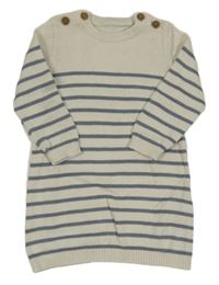 Smetanovo-modré pruhované pletené šaty M&S