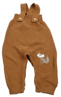 Rezavé pletené laclové tepláky s liškou Nutmeg