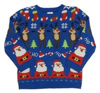 Modrý svetr s vánočními obrázky George