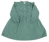 Zelené žebrované sametové šaty Shein