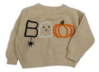 Béžový svetr s duchem a dýní