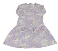 Nové - Lila bavlněné šaty s jednorožci H&M