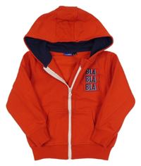 Červená propínací mikina s nápisem a kapucí Lupilu