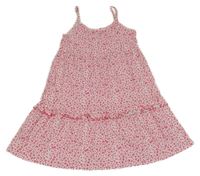 Bílo-růžové květinové bavlněné šaty kids