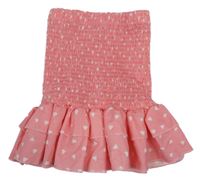 Růžový crop top s puntíky bez ramínek