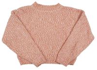 Růžovo-hnědo-smetanový melírovaný crop svetr H&M