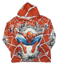 Červeno-bílá mikina se Spidermanem a kapucí 
