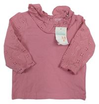 Nové - Růžové triko s madeirou Primark