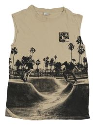 Béžové tílko se skateboardisty Chapter young