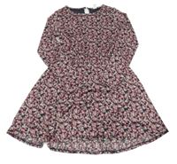 Tmavomodré květované šaty Yigga