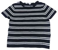 Černo-bílé pruhované žebrované crop tričko H&M