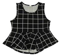 Černo-bílý kostkovaný peplum top zn. Shein 