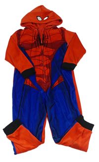 Modro-červená plyšová kombinéza s kapucí - Spiderman