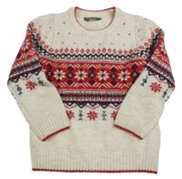 Smetanovo-červený svetr s norským vzorem Primark
