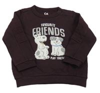 Mahagonová mikina s pejsky zn. C&A