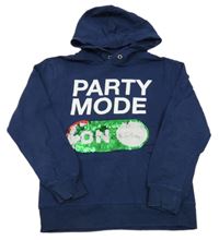 Tmavomodrá mikina s nápisem, flitry a kapucí H&M