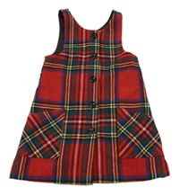 Červeno-barevné kostkované vlněné šaty Dunnes