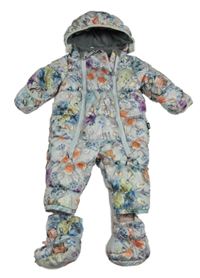 Šedo-barevná šusťáková zimní kombinéza s diamanty a kapucí + capáčky MOLO