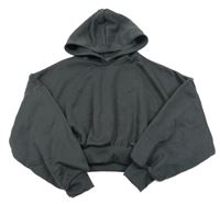 Tmavošedá crop mikina s kapucí Shein