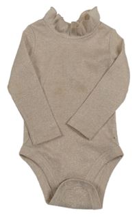 Pudrovo-zlaté melírované žebrované body s volánkem mamas&papas