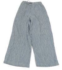 Modro-bílé pruhované volné kalhoty Tu