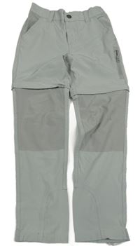 Světlešedé šusťákové outdoorové kalhoty s odepínacími nohavicemi alive