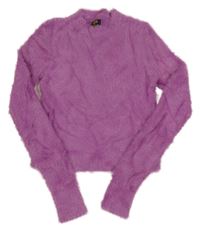 Fialový chlupatý crop svetr OVS