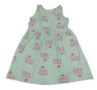 Mentolové bavlněné šaty s dorty H&M