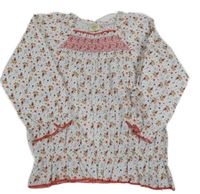 Nové - Bílo-červená vzorovaná halenka s kytičkami 