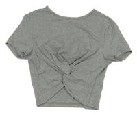 Šedé crop tričko s vázáním na PD