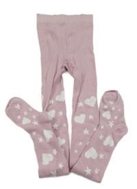 Lila punčocháče se srdíčky a hvězdami cool&young