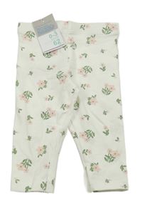 Nové - Bílé květované legíny Primark
