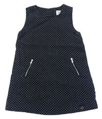 Tmavomodré manšestrové šaty s puntíky Debenhams