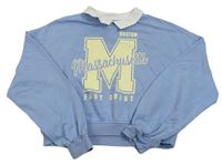 Světlemodrá crop mikina s nápisem H&M