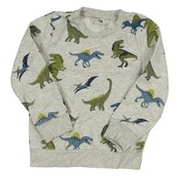 Šedá melírovaná mikina s dinosaury C&A