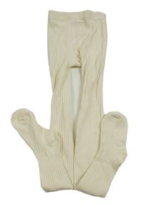 Smetanové žebrované punčocháče H&M