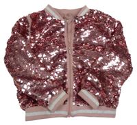 Růžová flitrová jarní bunda H&M