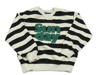 Smetanovo-černá pruhovaná mikina s nápisem 