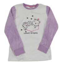 Bílo-lila sametová mikina s leopardem Alive