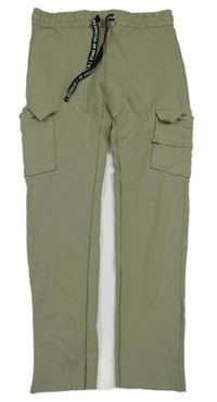 Khaki cargo teplákové kalhoty 