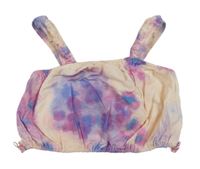 Broskvovo-fialovo-růžový plátěný crop top Zara