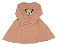 Broskvové teplákové šaty s Minnií Disney