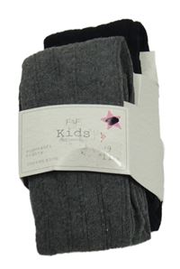 Nové - 2x - Šedé + černé punčocháče F&F