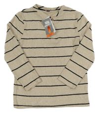 Nové - Béžovo-černý pruhovaný svetr F&F