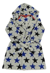 Šedý chlupatý župan s hvězdičkami a kapucí M&S