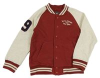 Červeno-šedá propínací baseballová mikina s nápisem H&M