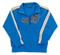 Tyrkysová sportovní propínací mikina s logem a pruhy Puma 