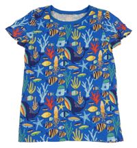 Modré tričko s rybičkami Tu