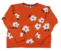 Červený svetr s kytičkami Okaidi